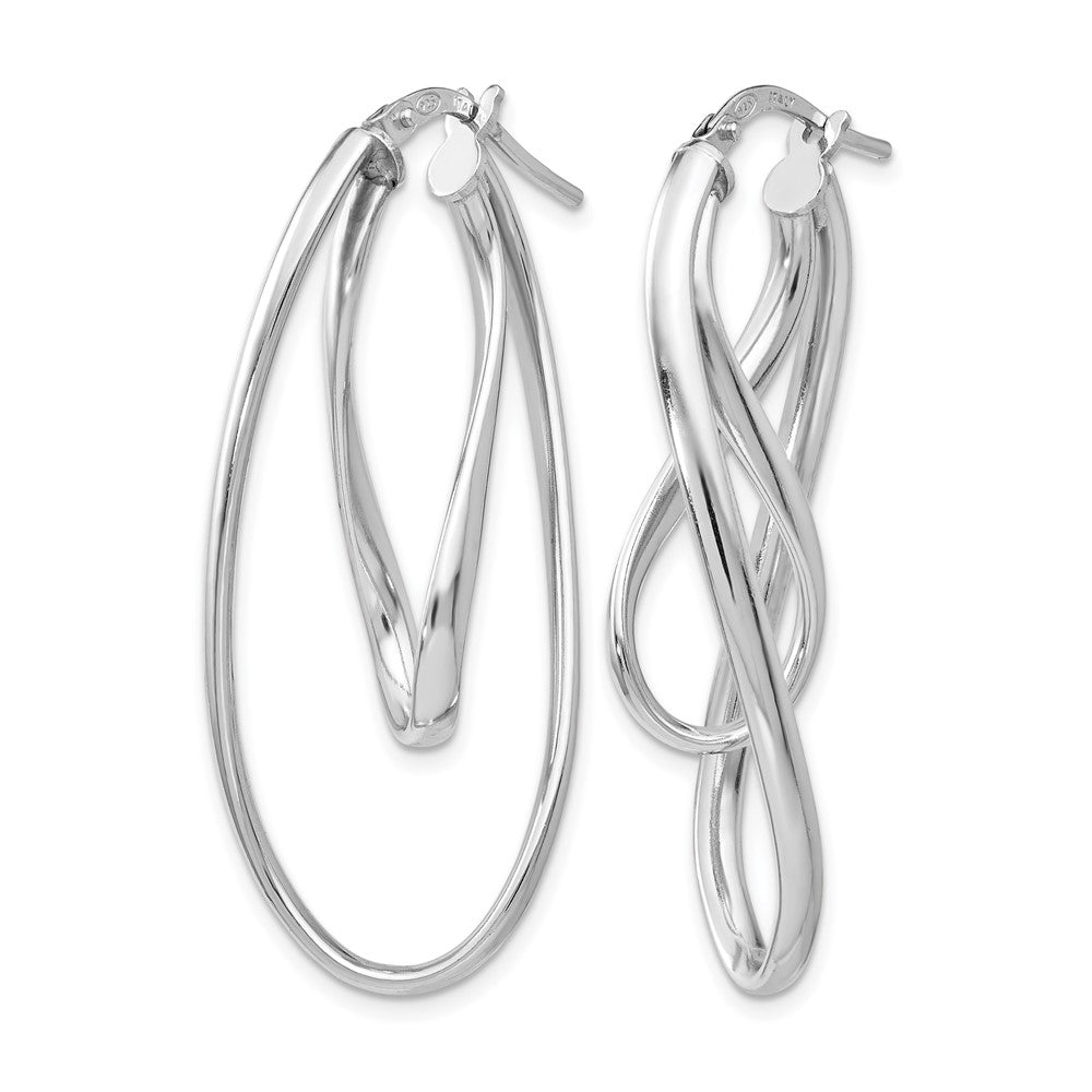 Sterling Silver Rhodium-plated Polished Twisted Oval Hoop Earrings