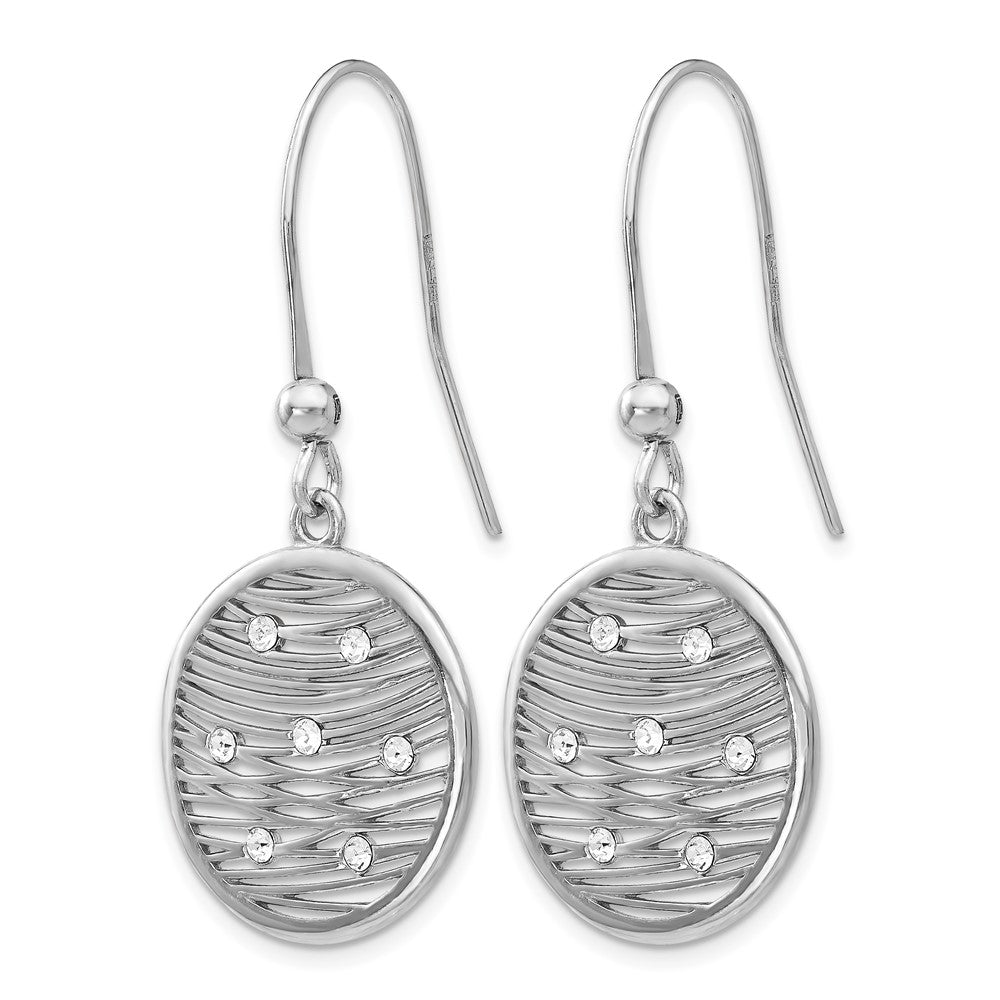 Sterling Silver Rhodium-plated Polished Preciosa Crystal Earrings
