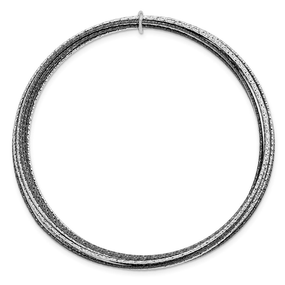 SS and Ruthenium Plated Diamond-cut 10 layer Slip-on Bangle