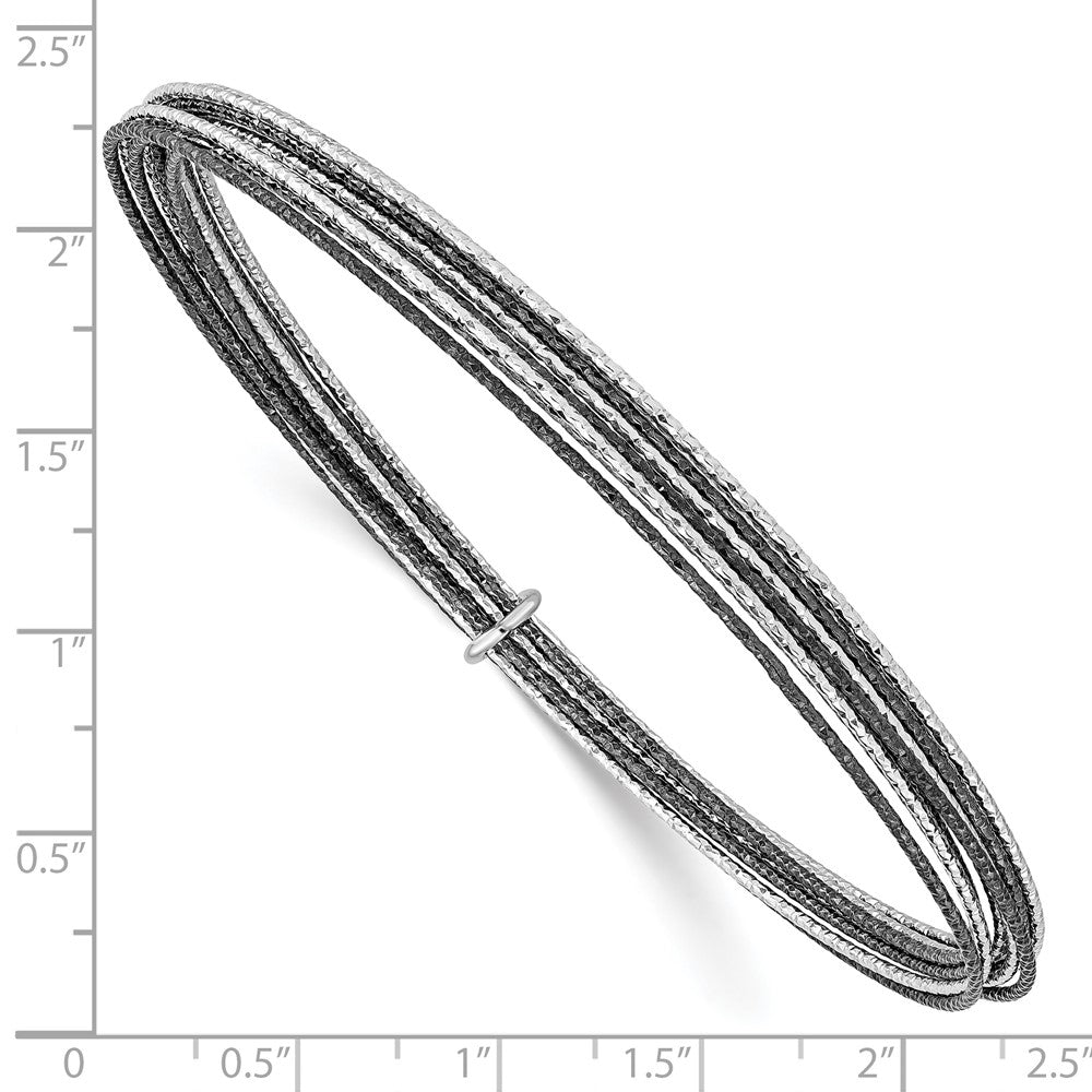 SS and Ruthenium Plated Diamond-cut 10 layer Slip-on Bangle