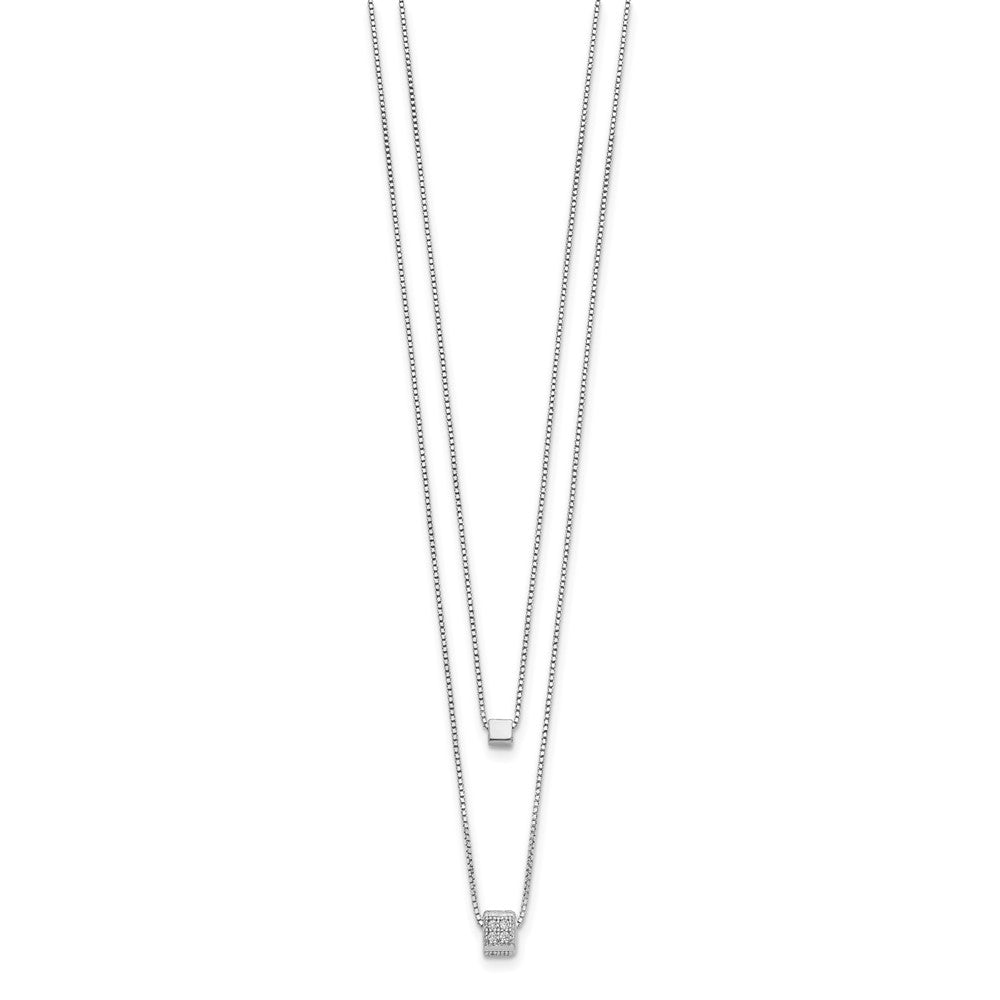 Sterling Silver Rhodium-plated CZ Multi-strand with 2in Necklace