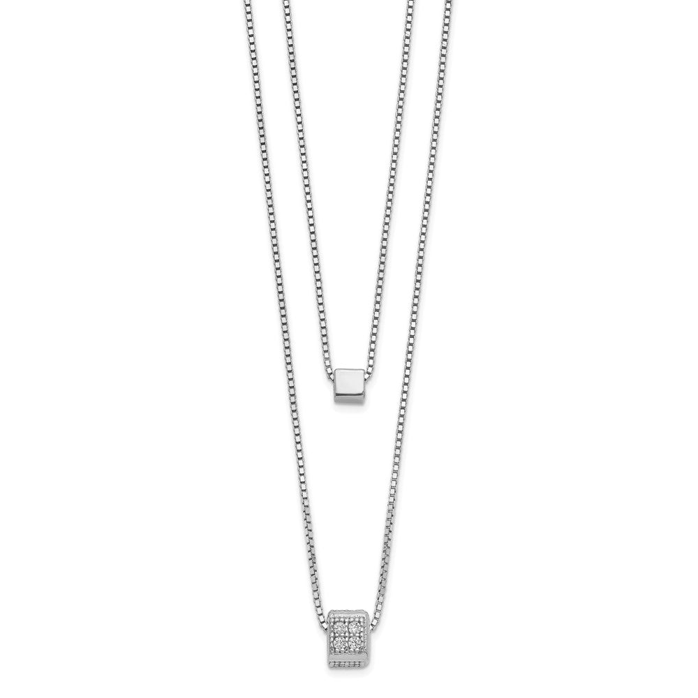 Sterling Silver Rhodium-plated CZ Multi-strand with 2in Necklace