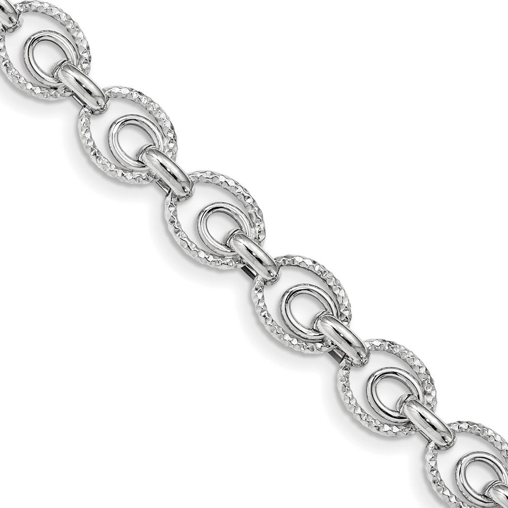 Sterling Silver Rhodium-plated Diamond-cut Polished with .5in ext. Bracelet