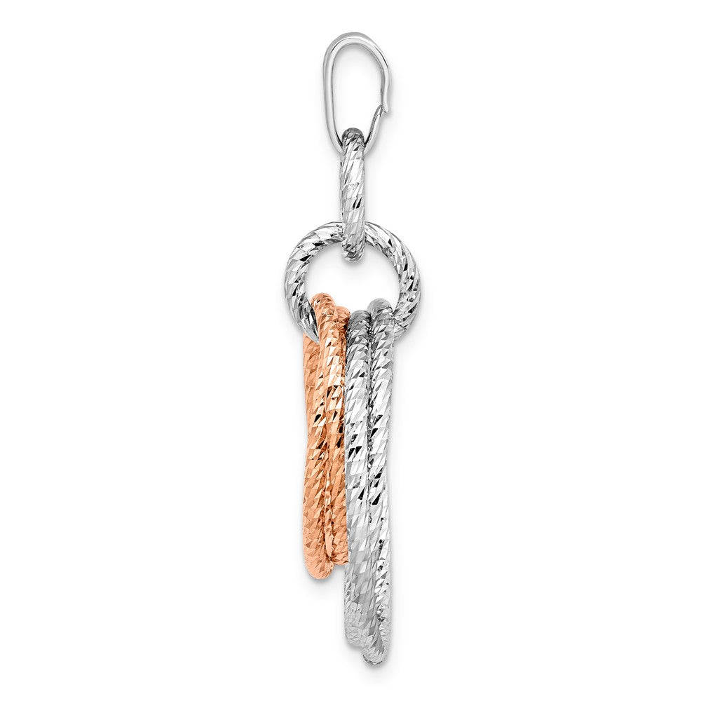 Sterling Silver Rose Gold-plated Rh-plated Diamond-cut Pendant