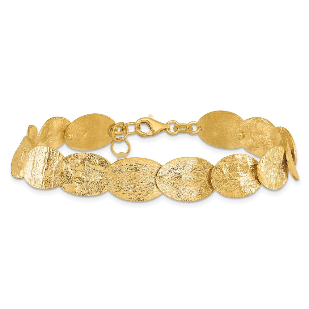 Sterling Silver Gold-tone Textured with 2in ext Bracelet