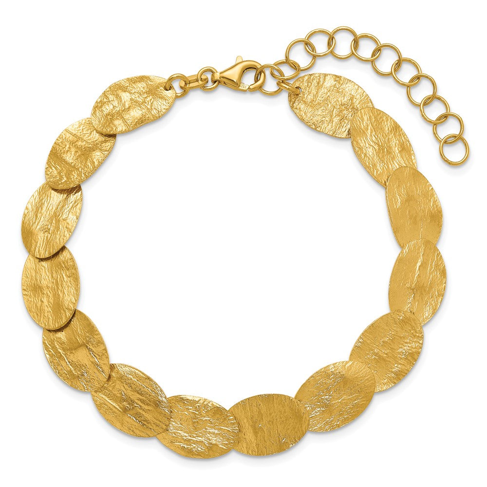 Sterling Silver Gold-tone Textured with 2in ext Bracelet