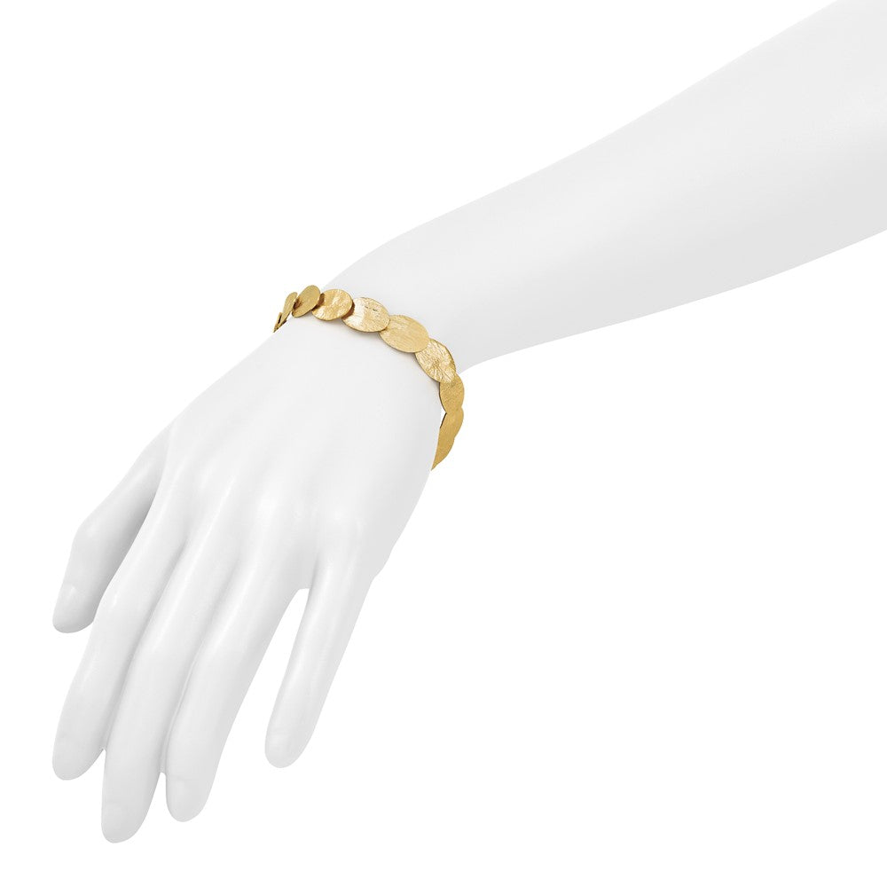 Sterling Silver Gold-tone Textured with 2in ext Bracelet
