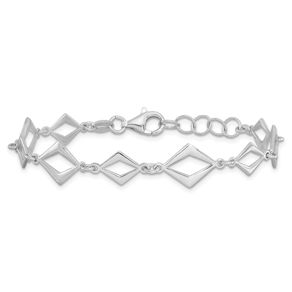 Sterling Silver Rhodium-plated Polished with .75in ext Bracelet