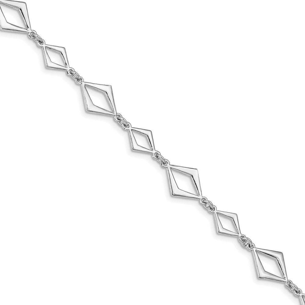 Sterling Silver Rhodium-plated Polished with .75in ext Bracelet