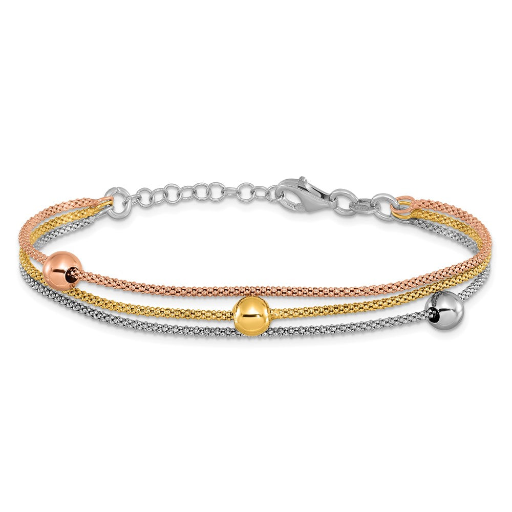 Sterling Silver Rose & Yellow Gold-plated with 1in ext Bracelet