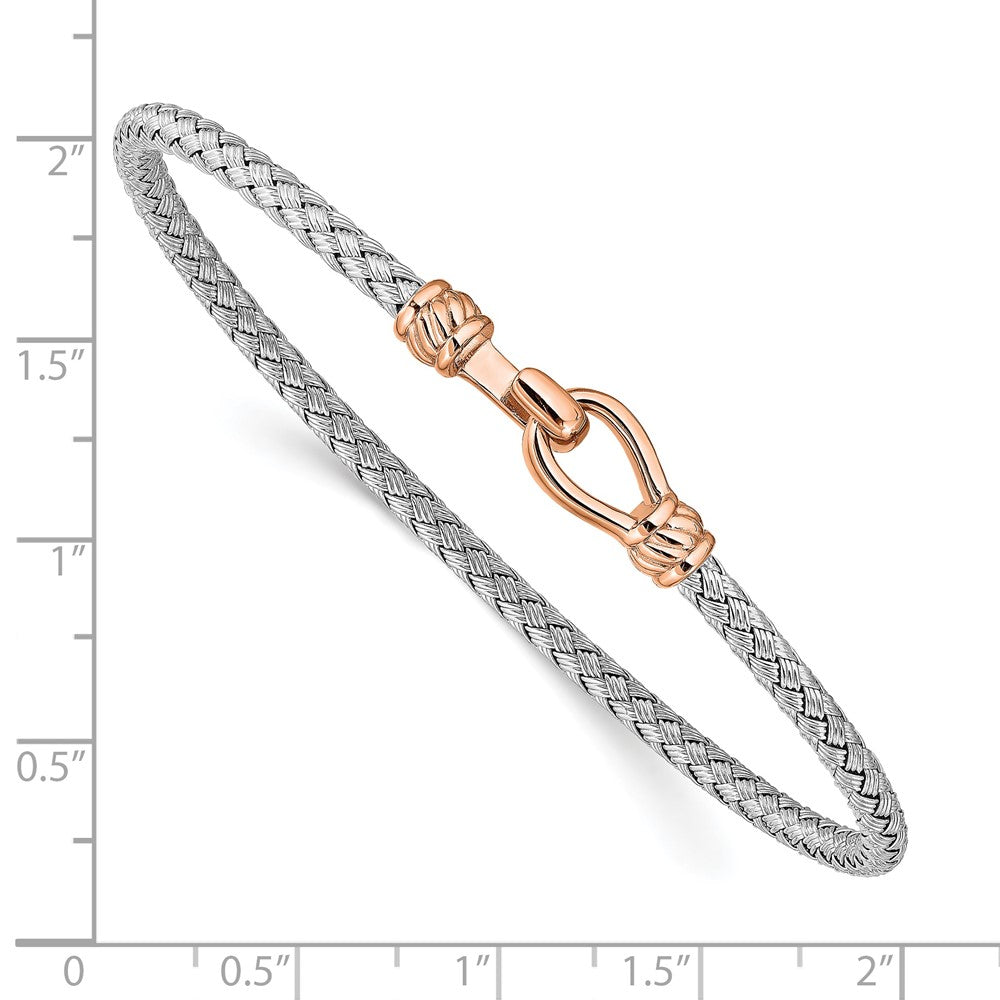 Sterling Silver Rhodium-plated & Rose Gold-plated Flexible Cuff