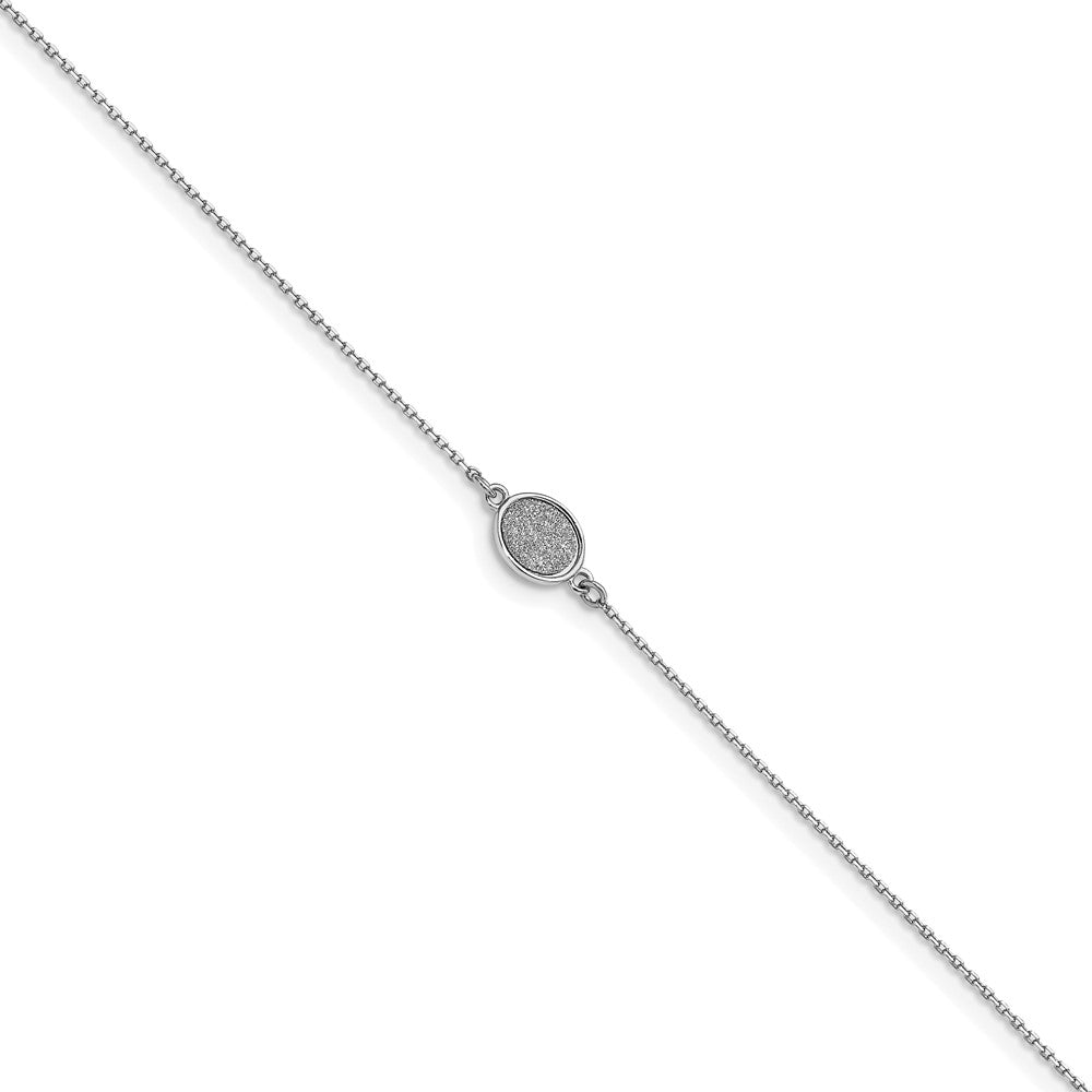 Sterling Silver Rhodium-plated Glitter-infused with 1in ext. Anklet