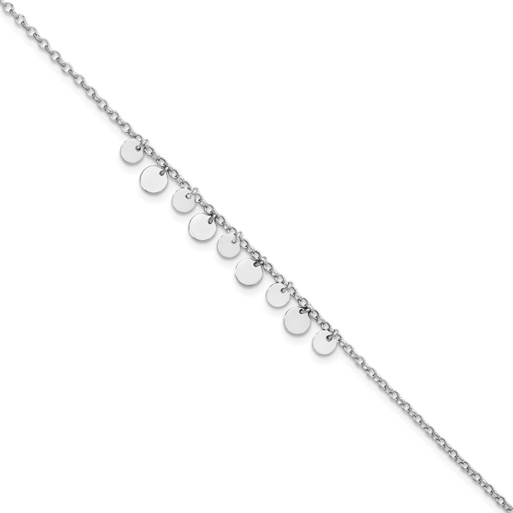 Sterling Silver Rhodium-plated with 1.5in Anklet