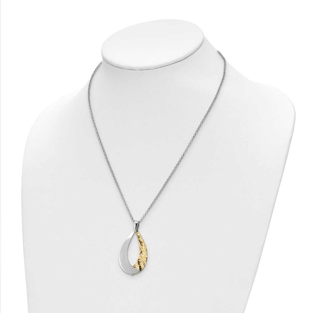 Sterling Silver RH-plate Gold-plate Diamond-cut 18in Plus 1in ext Necklace