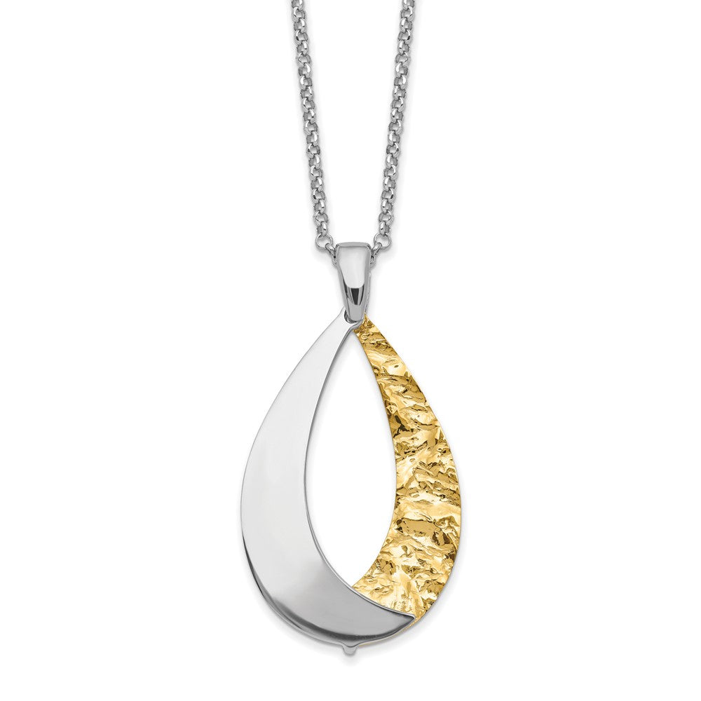 Sterling Silver RH-plate Gold-plate Diamond-cut 18in Plus 1in ext Necklace