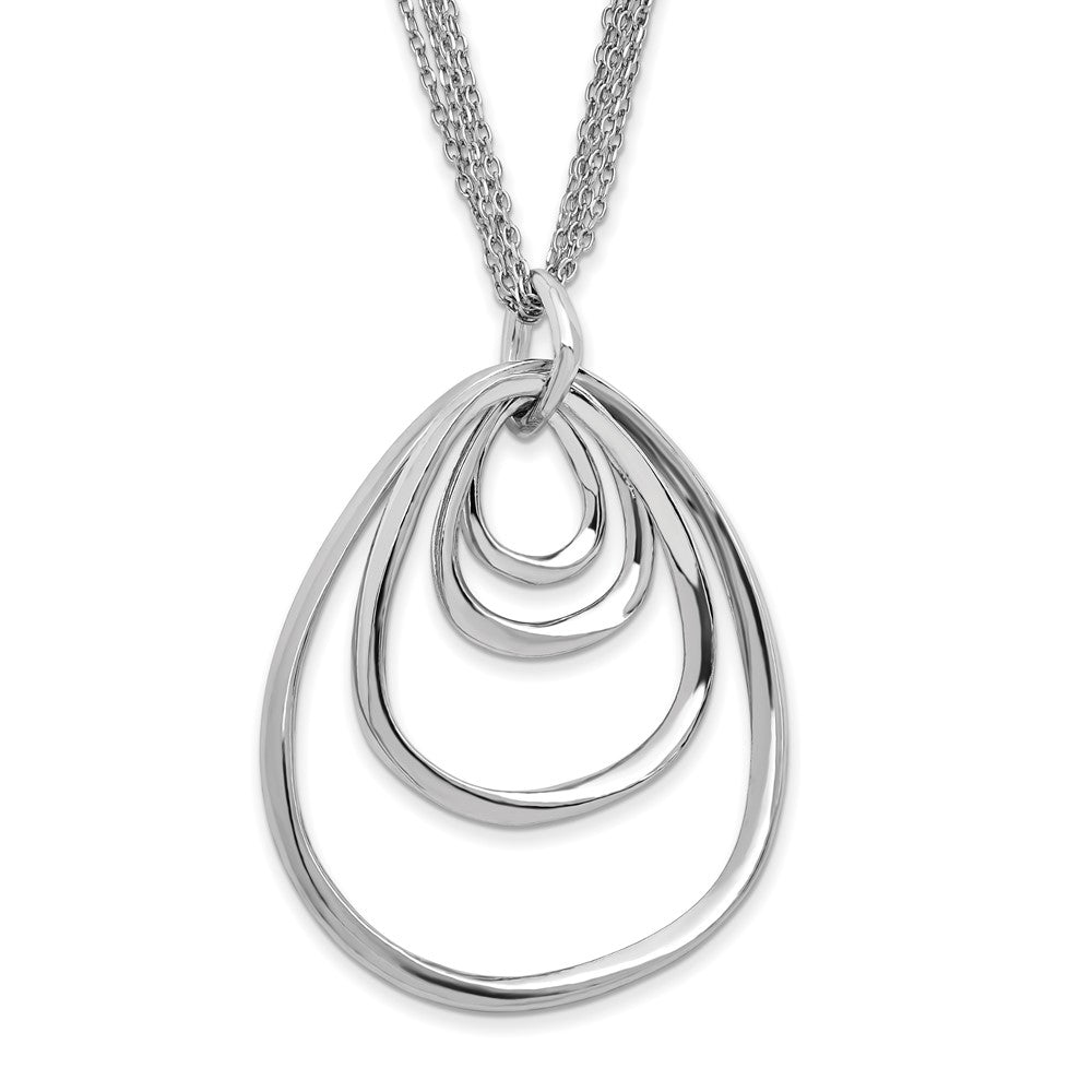 Sterling Silver Rhodium-plated Multi-strand with 2in Necklace