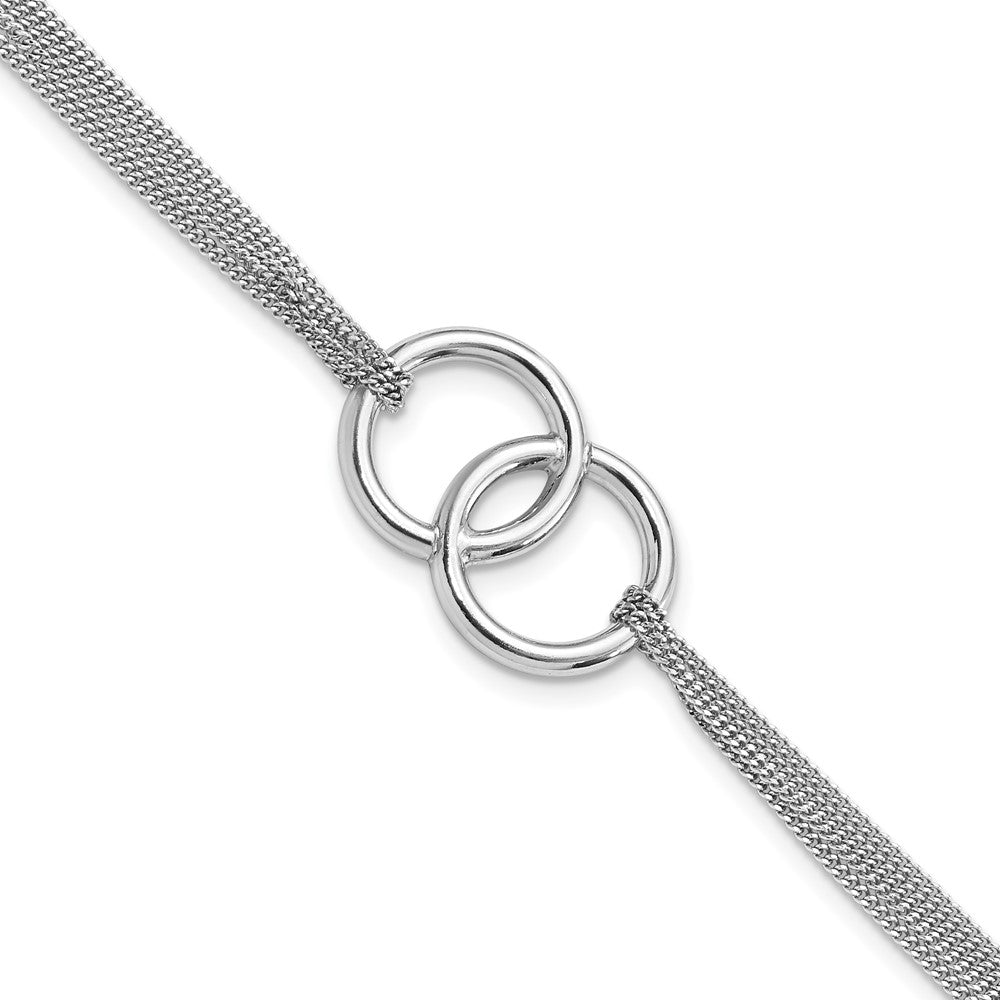 Sterling Silver Rh-plated Polished Multi-strand with 1in ext Bracelet