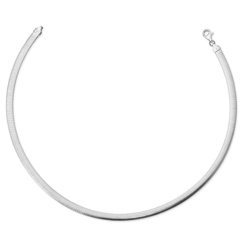 Sterling Silver Rhod-plated Polished Textured Reversible Necklace