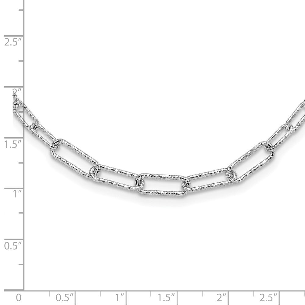 Sterling Silver Rhodium-plated Diamond-cut with 2in. ext Link Necklace