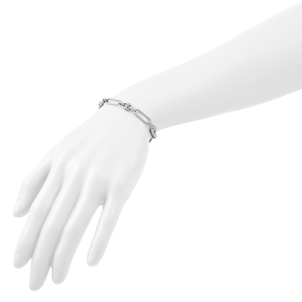 Sterling Silver Rhodium-plated Polished with 1in. ext Link Bracelet