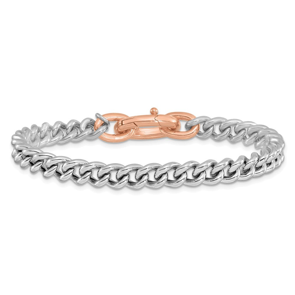 Sterling Silver Rhodium-plated/Rose gold-plate Curb Link Bracelet