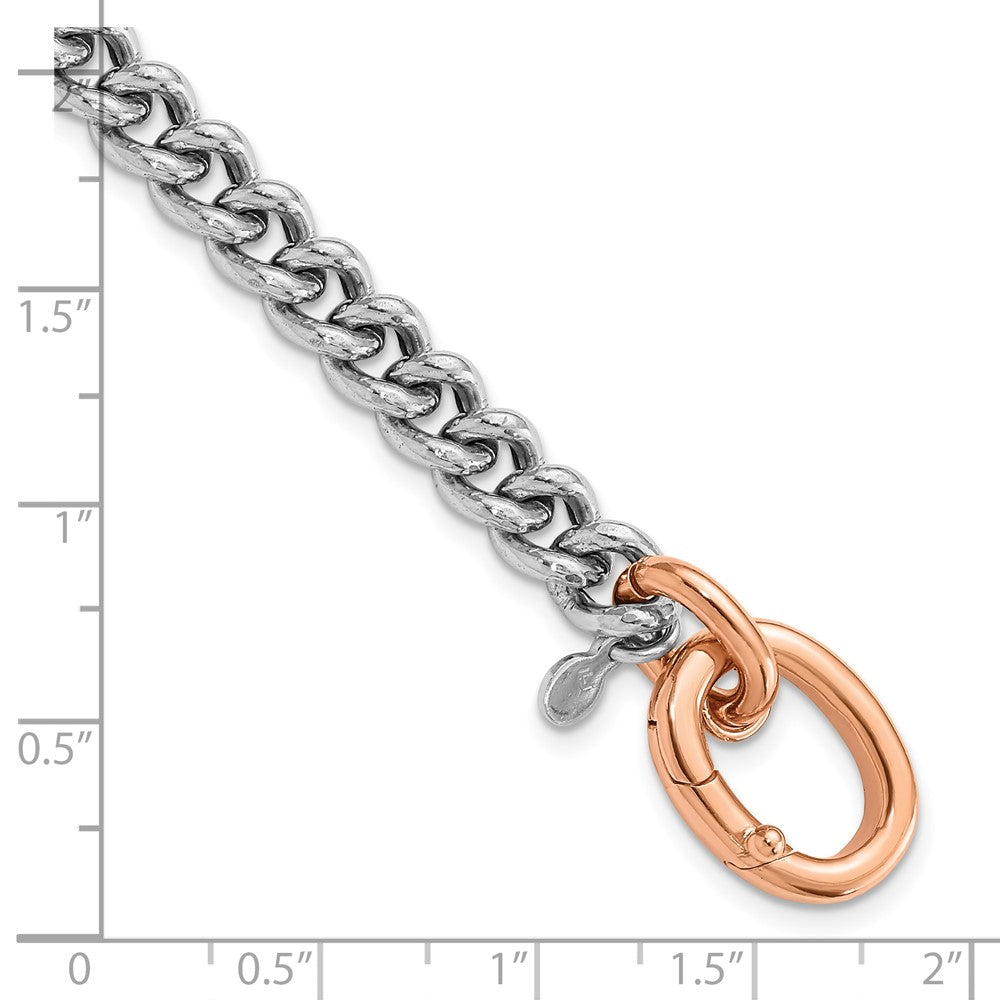Sterling Silver Rhodium-plated/Rose gold-plate Curb Link Bracelet