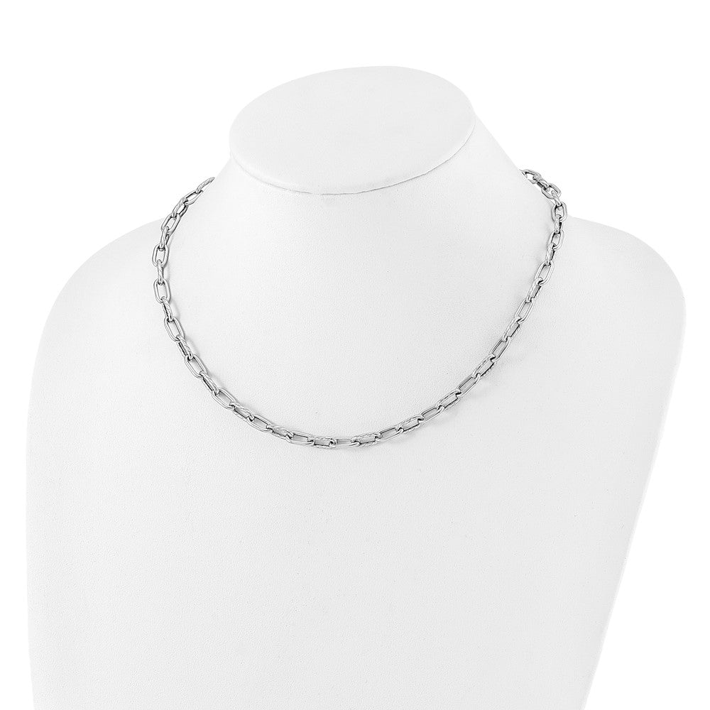 Sterling Silver Rhodium-plated Polished and Textured Link Necklace