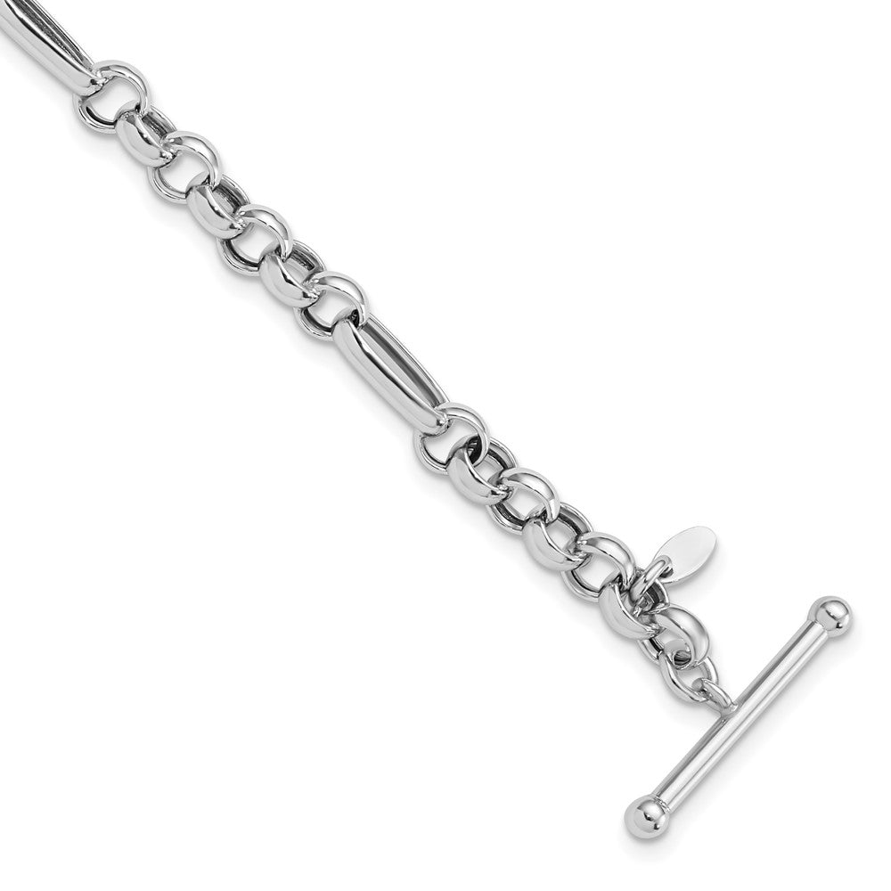 Sterling Silver Rh-plated Polished Fancy Link Bracelet