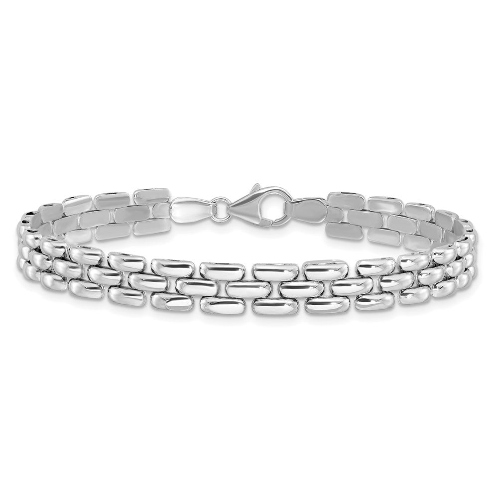 Sterling Silver Rhodium-plated Polished Fancy Link Bracelet