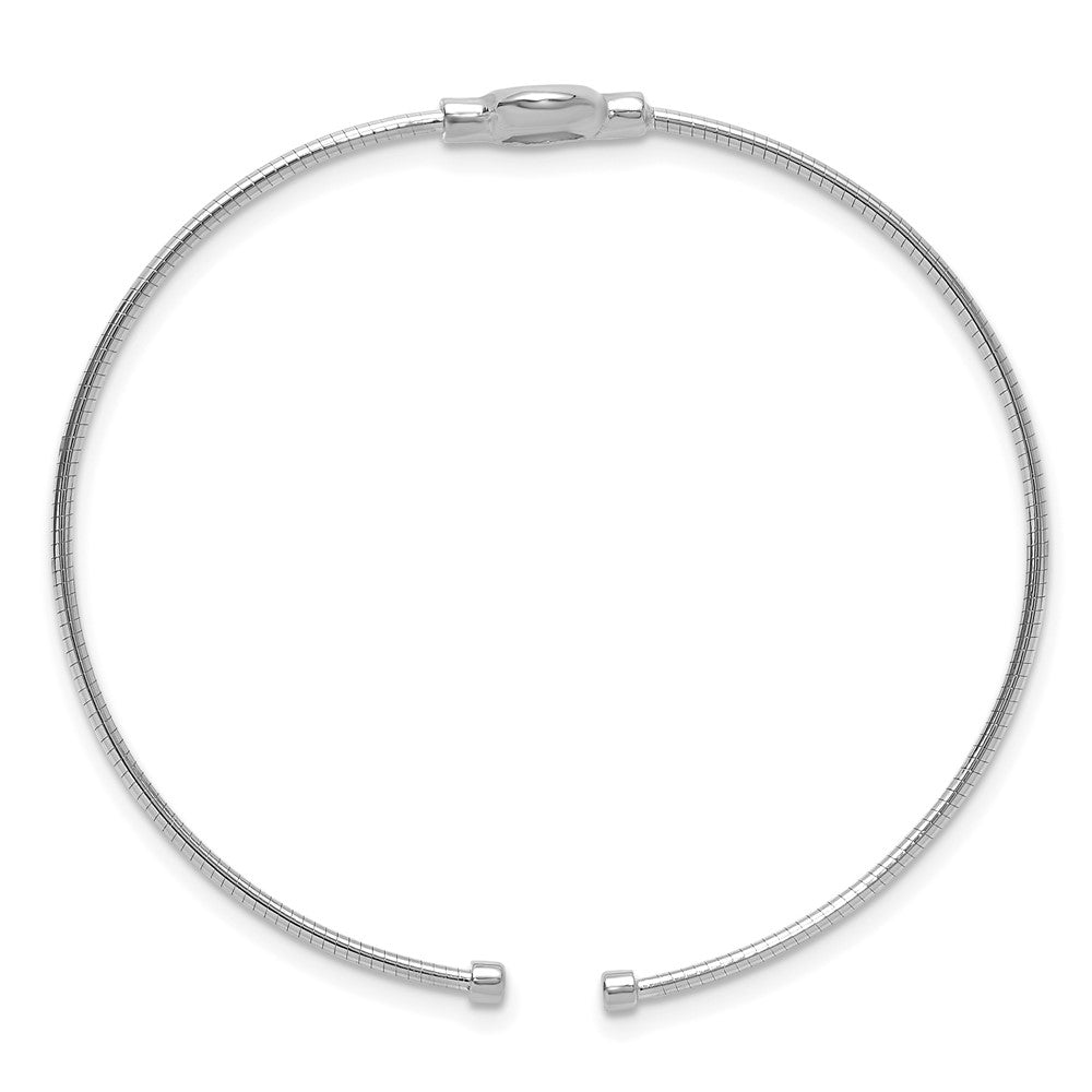 Sterling Silver Rhodium-plated Polished Opal Cuff Bracelet