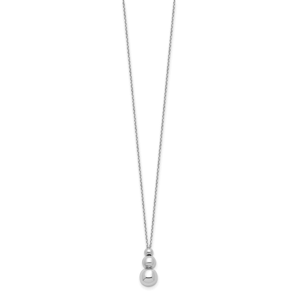 Sterling Silver Rh-plated Polished Beads with 1in ext. Necklace
