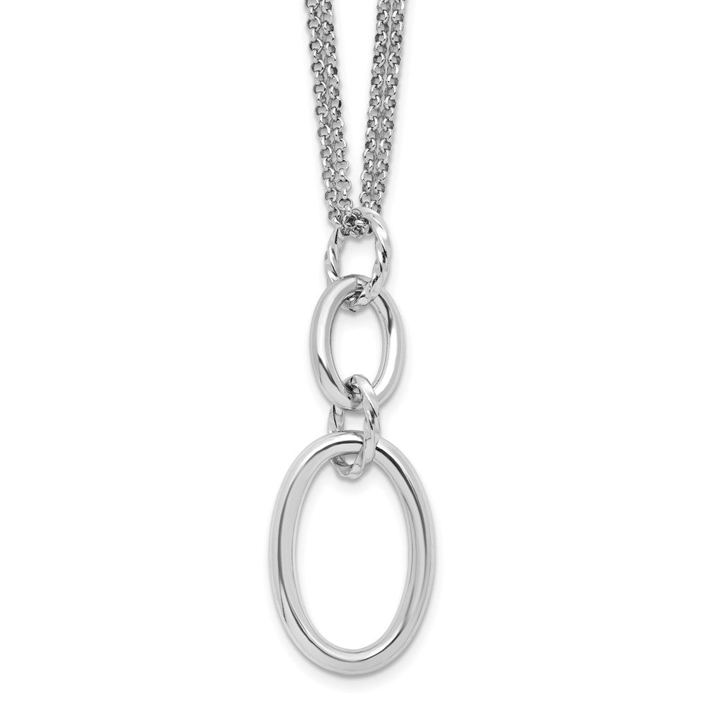 Sterling Silver Rh-plated 2-strand Oval with 1.5in ext. Necklace