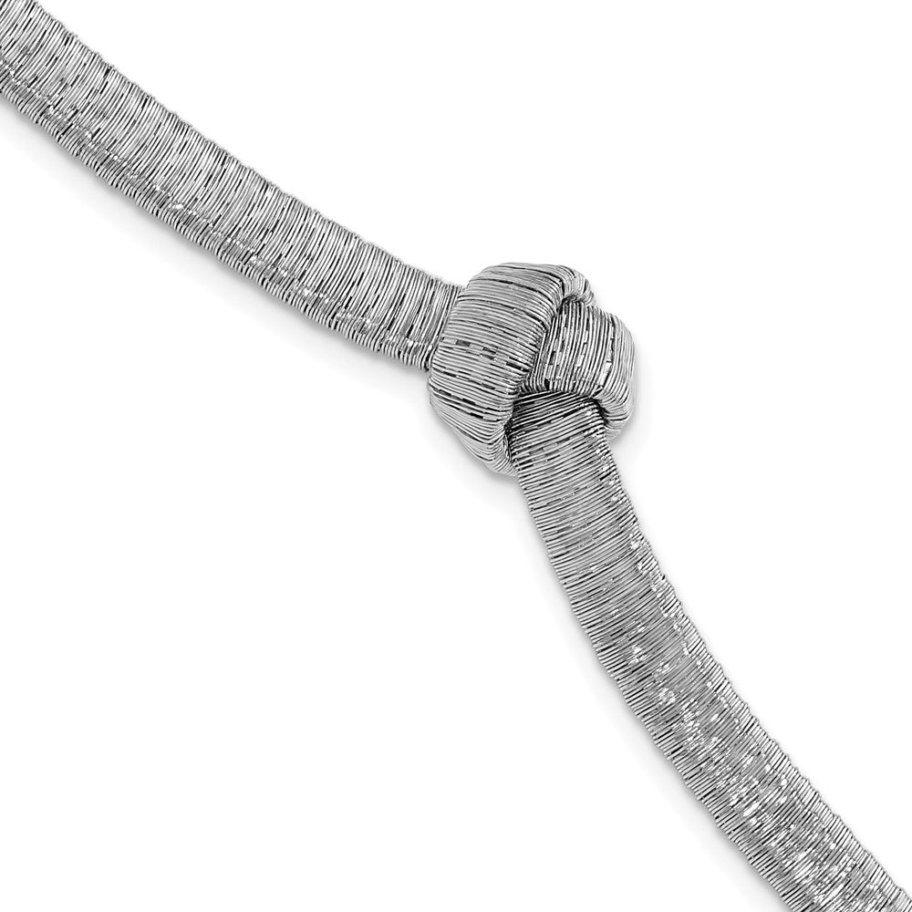 Sterling Silver Rh-plate Texture Wrapped Knot with 1in ext. Bracelet