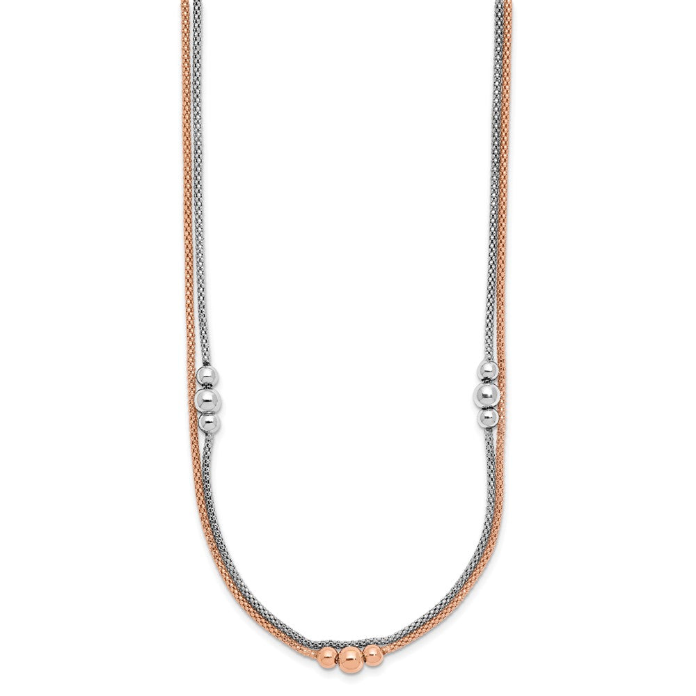 Sterling Silver Rhodium and Rose-tone with 1.75in ext. Necklace