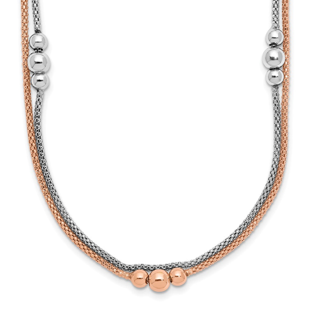 Sterling Silver Rhodium and Rose-tone with 1.75in ext. Necklace