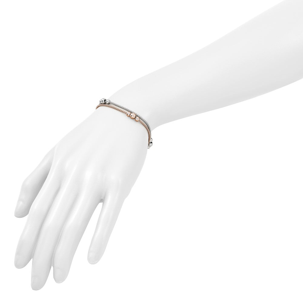 Sterling Silver Rhodium and Rose-tone with 1in ext. Bracelet
