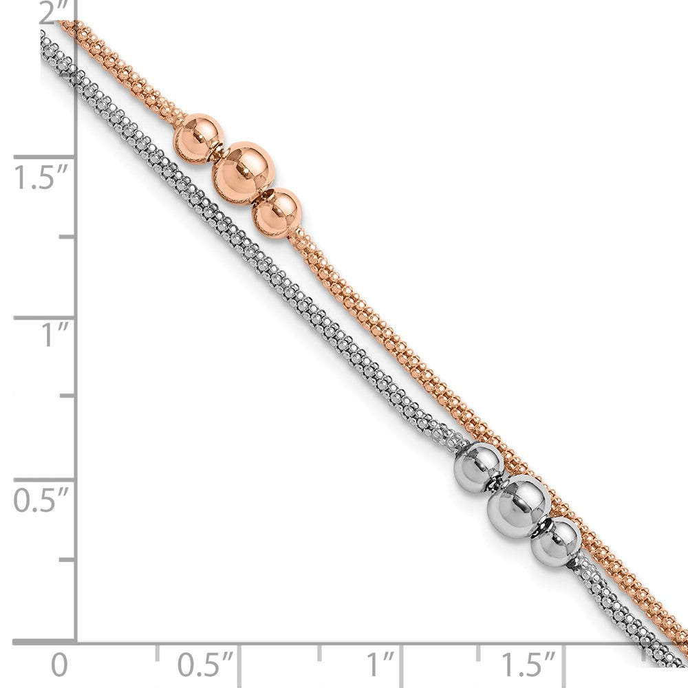 Sterling Silver Rhodium and Rose-tone with 1in ext. Bracelet
