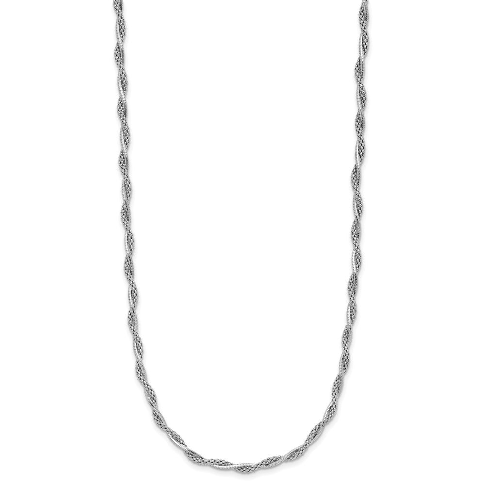 Sterling Silver Rh-plated Polished Twisted with 2in. ext. Necklace