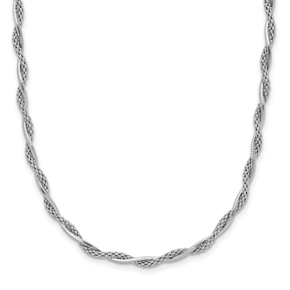 Sterling Silver Rh-plated Polished Twisted with 2in. ext. Necklace