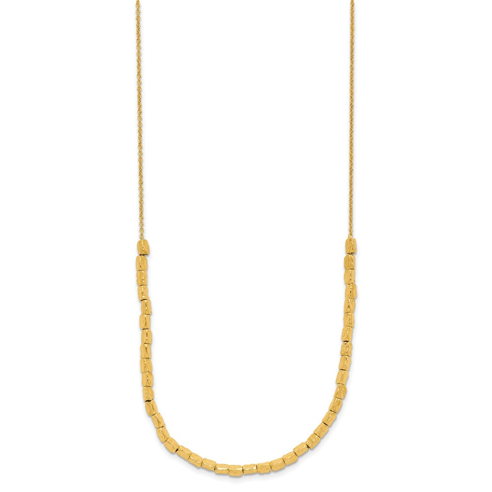Sterling Silver Gold-plated Polished/Hammered with 2in ext. Necklace