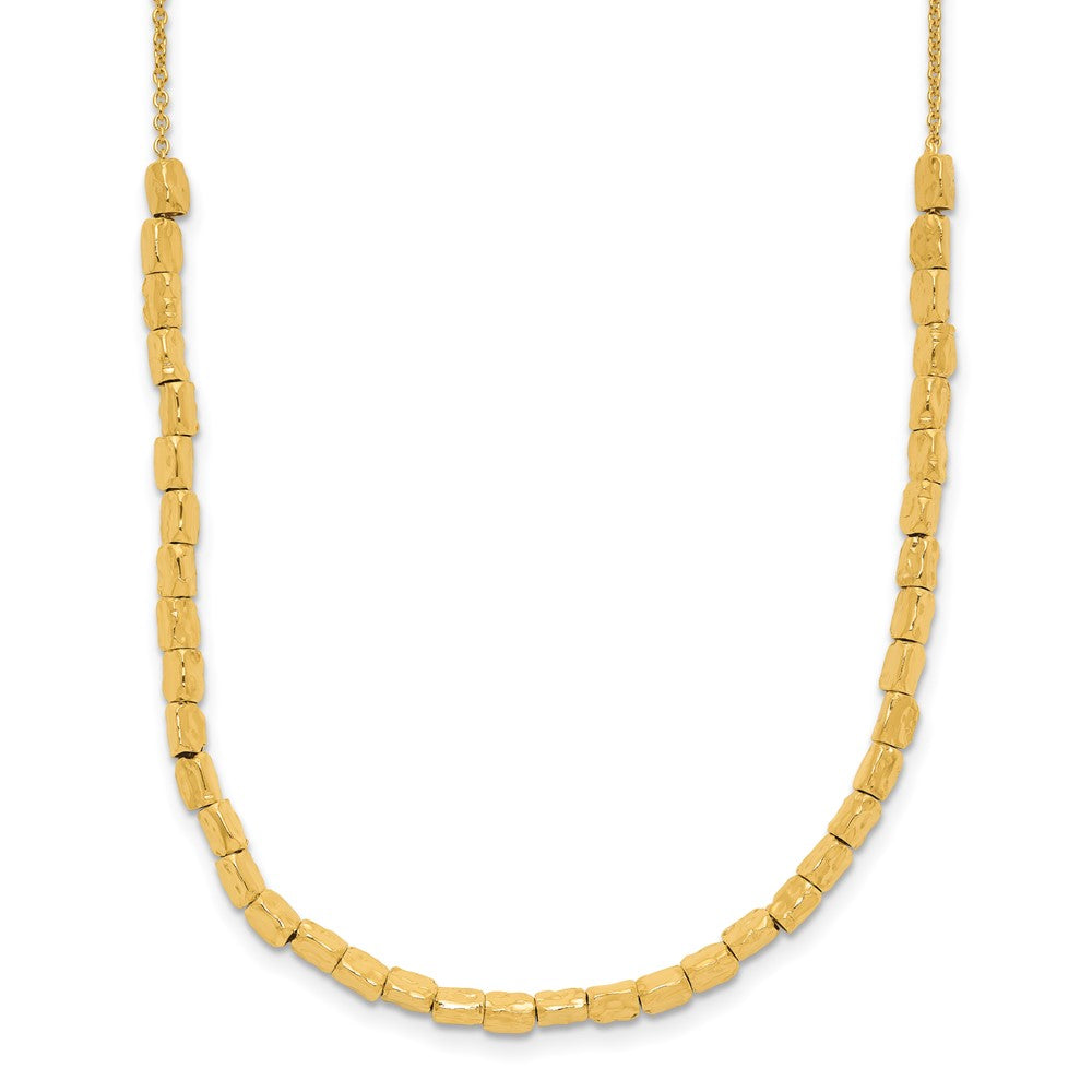 Sterling Silver Gold-plated Polished/Hammered with 2in ext. Necklace