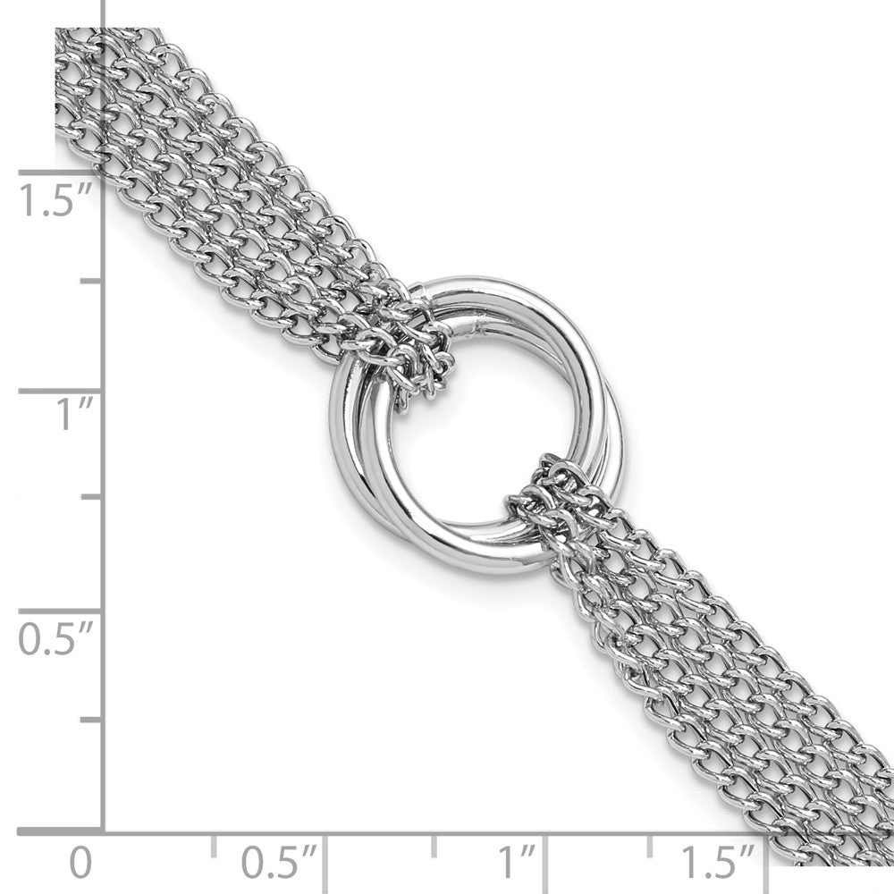 Sterling Silver RH-plt Multi-Strand Circles with 1in ext. Bracelet
