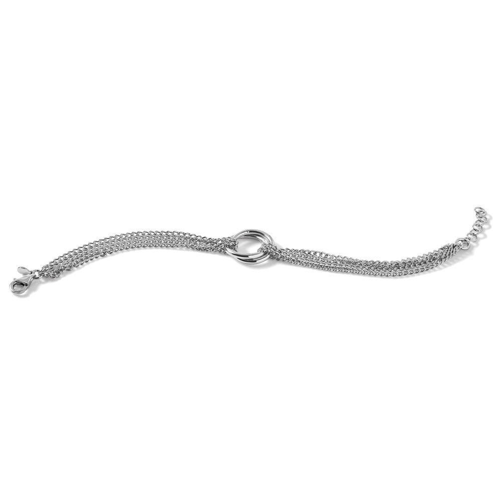 Sterling Silver RH-plt Multi-Strand Circles with 1in ext. Bracelet