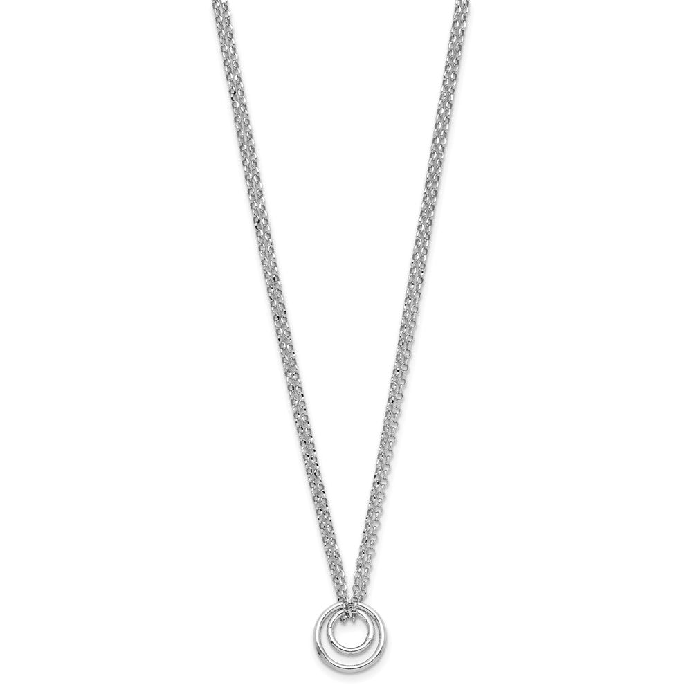 Sterling Silver Rh-plt Polished 2-Strand Circle with 2in ext Necklace