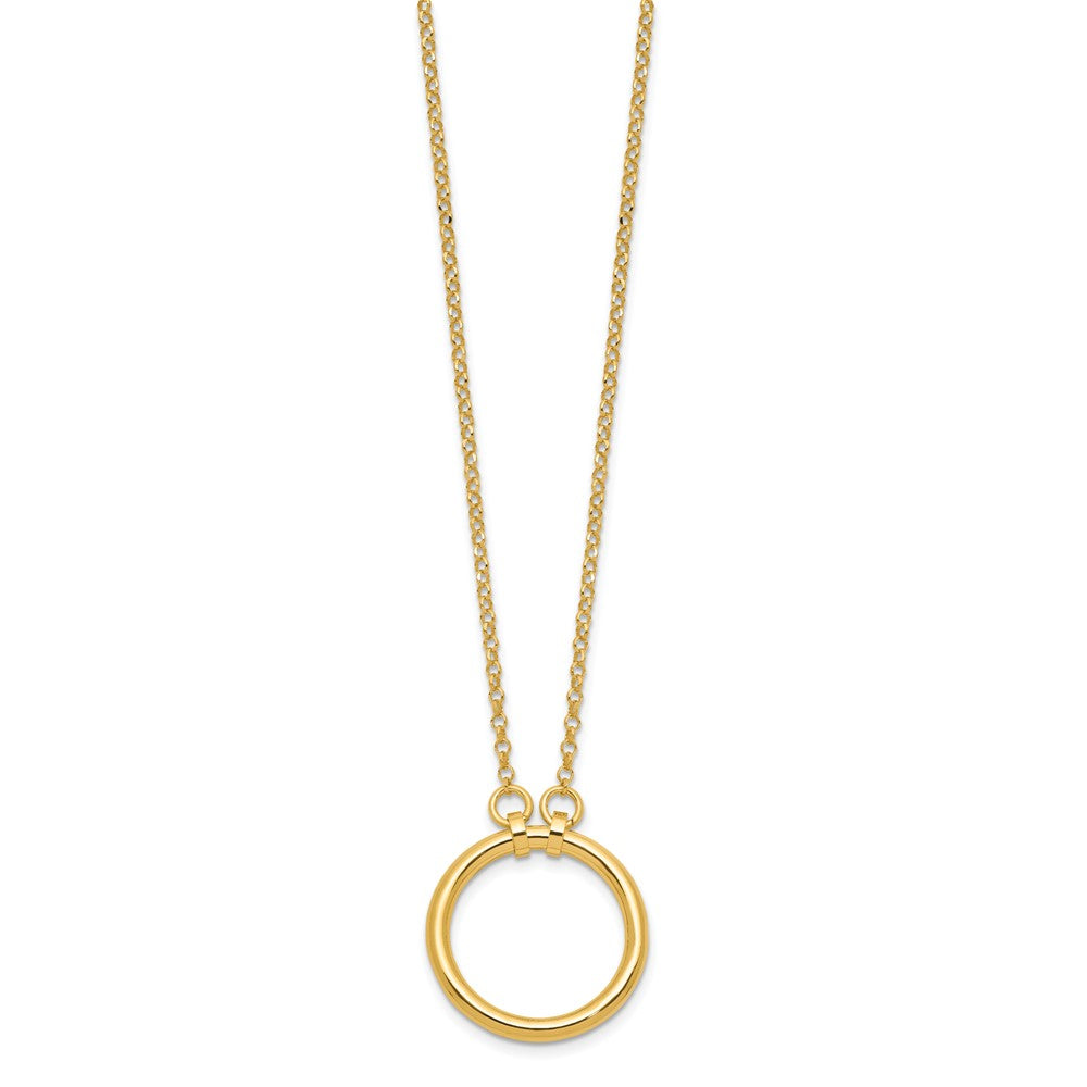 Sterling Silver Gold-tone Polished Circle with 2in ext. Necklace