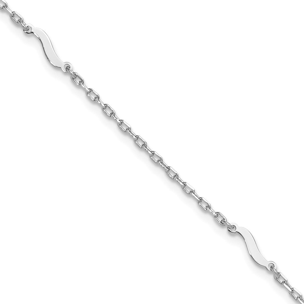 Sterling Silver Rh-pl Polished Paperclip 9in Plus 1in ext. Anklet