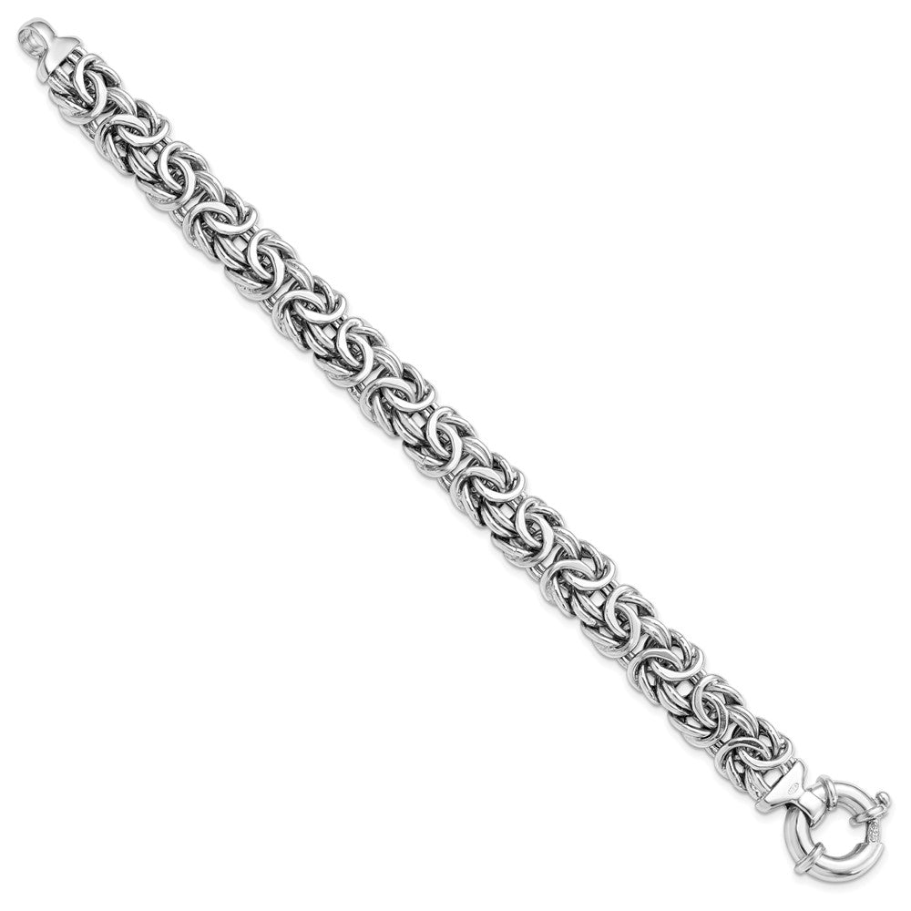 Sterling Silver Rhodium-plated Fancy Link Bracelet