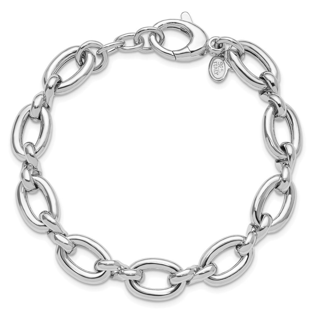 Sterling Silver RH-plt Polished Fancy Link with .25in ext. Bracelet