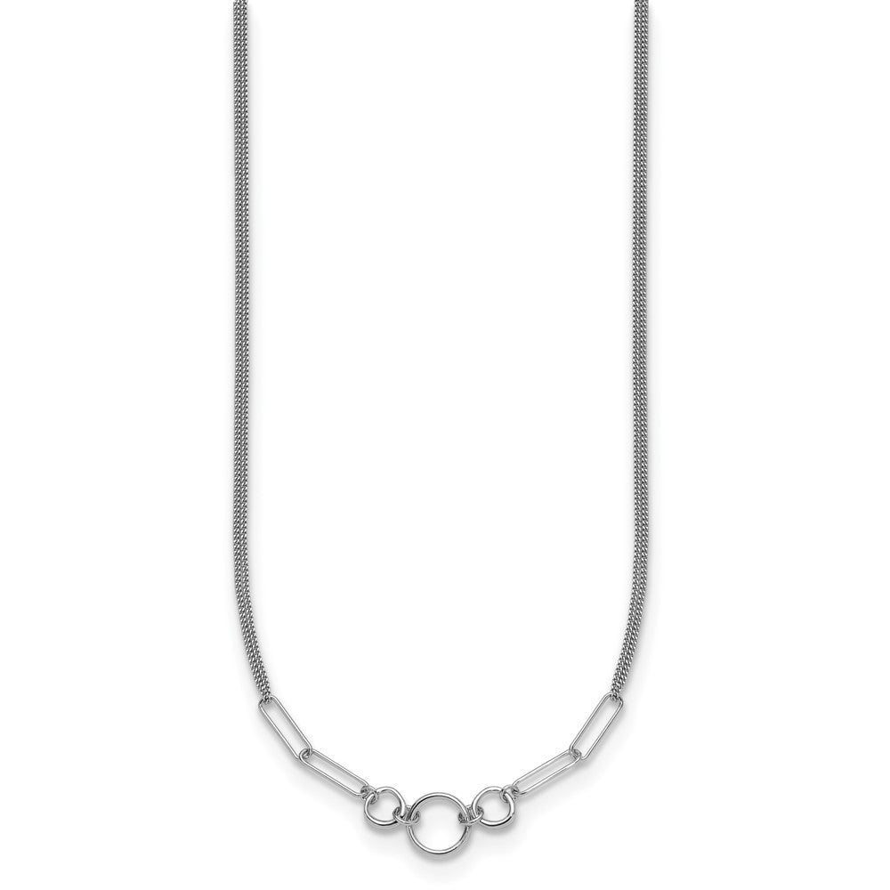 Sterling Silver Rh-plated 2-Strand with 1.75in ext. Fancy Necklace