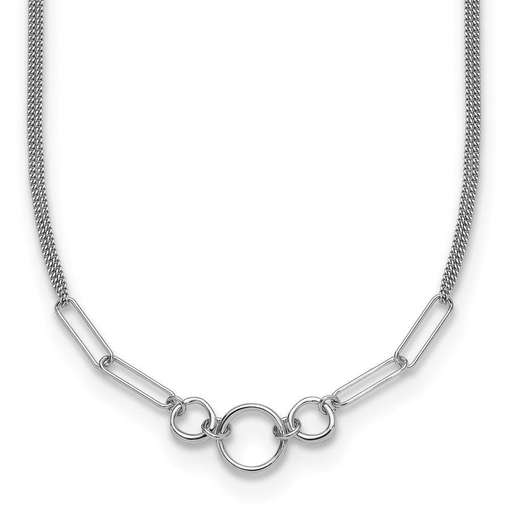 Sterling Silver Rh-plated 2-Strand with 1.75in ext. Fancy Necklace